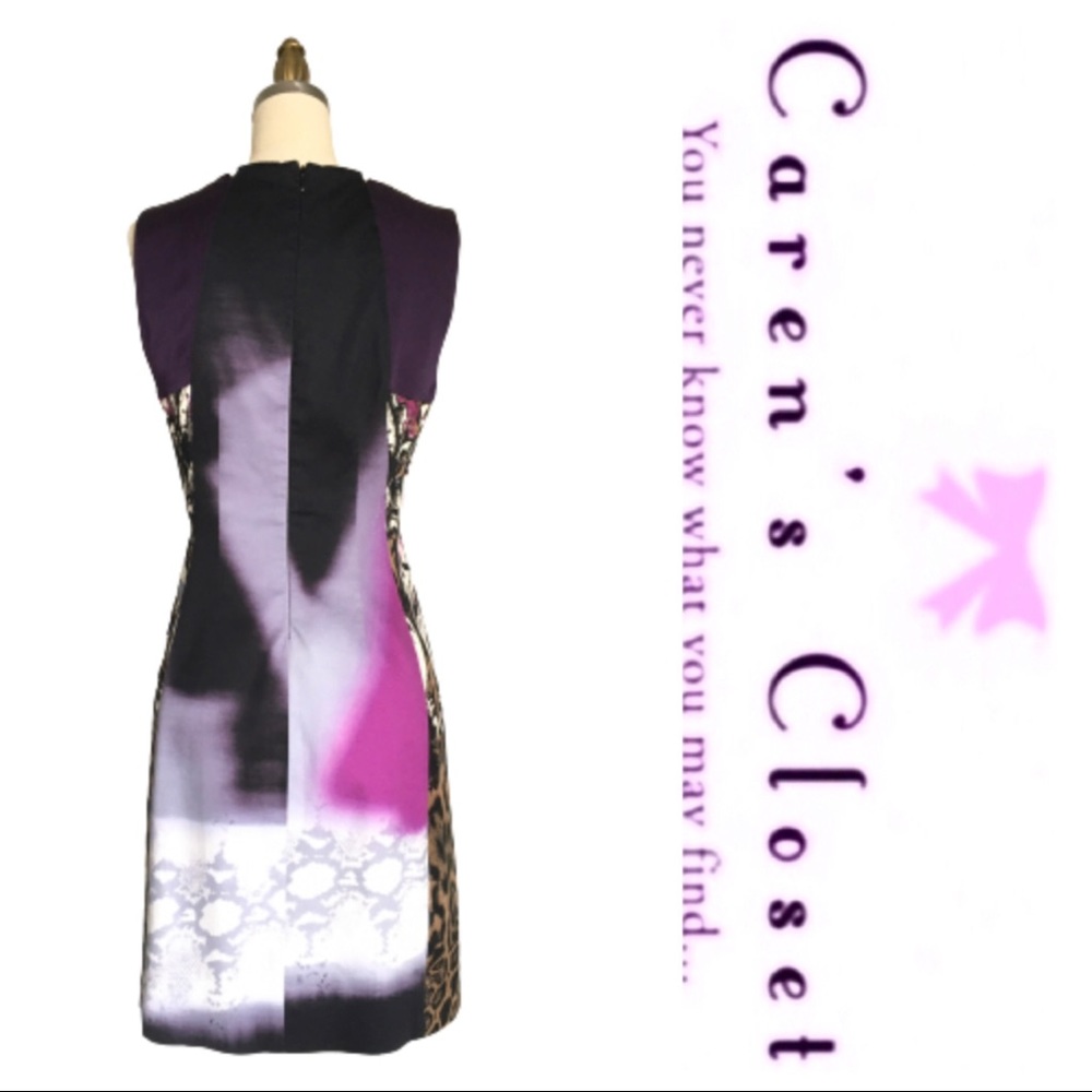 Tahari Watercolor Patchwork Sheath Dress - Picture 4 of 5